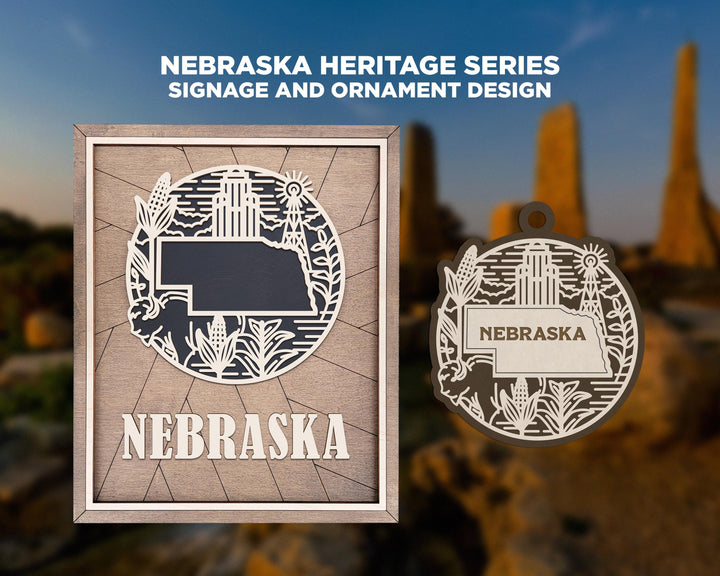 Nebraska State Heritage Series - FramePop Collection - Ornaments and Signage - SVG, PDF, ai File Download - Works with all Lasers