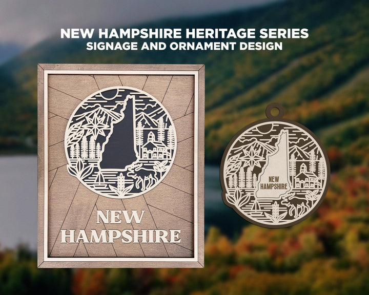 New Hampshire State Heritage Series - FramePop Collection - Ornaments and Signage - SVG, PDF, ai File Download - Works with all Lasers