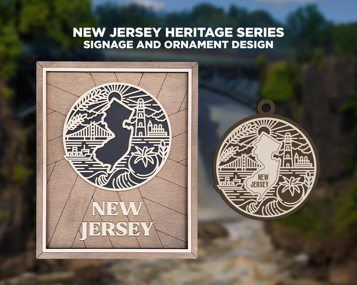 New Jersey State Heritage Series - FramePop Collection - Ornaments and Signage - SVG, PDF, ai File Download - Works with all Lasers