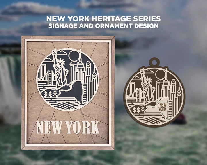 New York State Heritage Series - FramePop Collection - Ornaments and Signage - SVG, PDF, ai File Download - Works with all Lasers