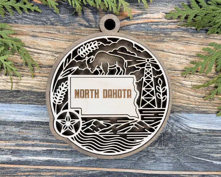 North Dakota State Heritage Series - FramePop Collection - Ornaments and Signage - SVG, PDF, ai File Download - Works with all Lasers