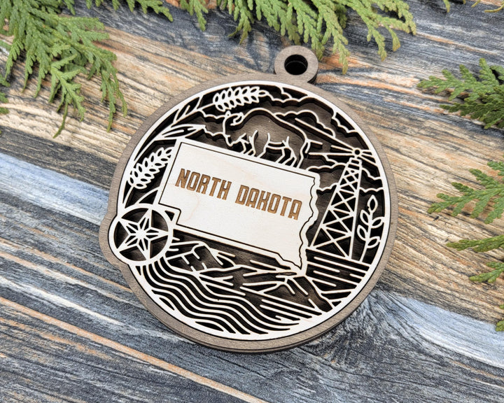 North Dakota State Heritage Series - FramePop Collection - Ornaments and Signage - SVG, PDF, ai File Download - Works with all Lasers