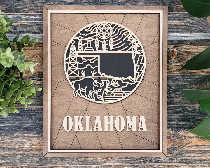 Oklahoma State Heritage Series - FramePop Collection - Ornaments and Signage - SVG, PDF, ai File Download - Works with all Lasers