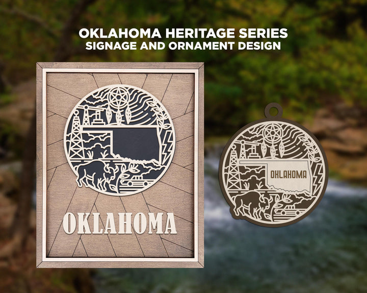 Oklahoma State Heritage Series - FramePop Collection - Ornaments and Signage - SVG, PDF, ai File Download - Works with all Lasers