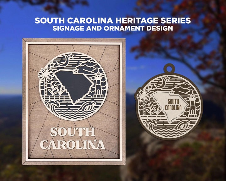 South Carolina State Heritage Series - FramePop Collection - Ornaments and Signage - SVG, PDF, ai File Download - Works with all Lasers