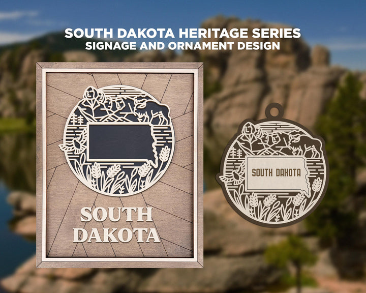 South Dakota State Heritage Series - FramePop Collection - Ornaments and Signage - SVG, PDF, ai File Download - Works with all Lasers