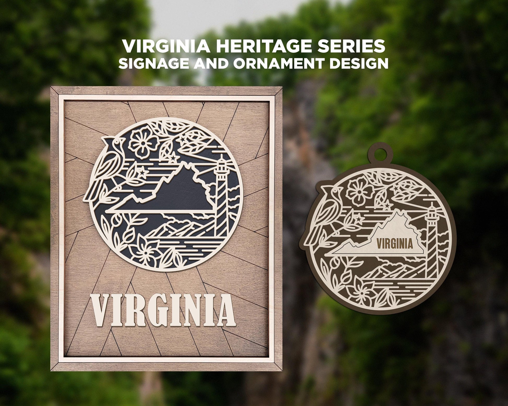 Virginia State Heritage Series - FramePop Collection - Ornaments and Signage - SVG, PDF, ai File Download - Works with all Lasers
