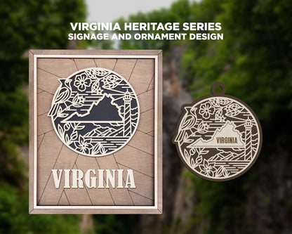 Virginia State Heritage Series - FramePop Collection - Ornaments and Signage - SVG, PDF, ai File Download - Works with all Lasers