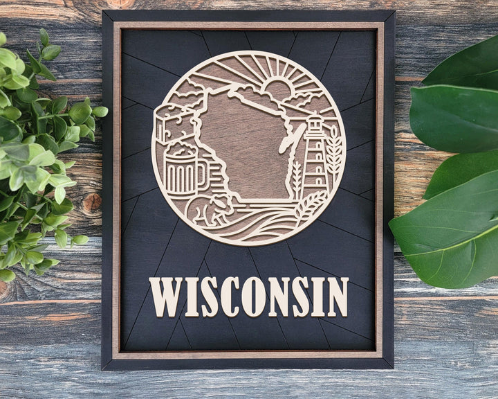 Wisconsin State Heritage Series - FramePop Collection - Ornaments and Signage - SVG, PDF, ai File Download - Works with all Lasers