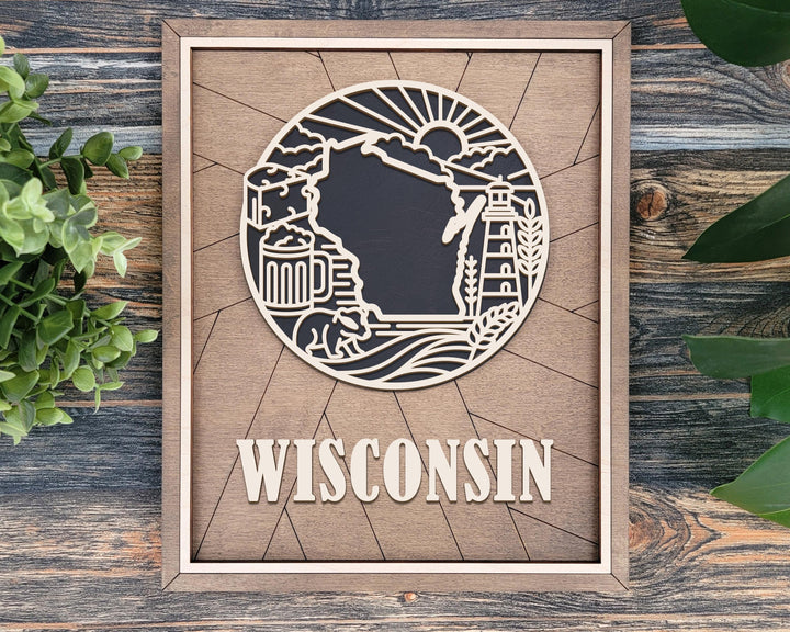 Wisconsin State Heritage Series - FramePop Collection - Ornaments and Signage - SVG, PDF, ai File Download - Works with all Lasers