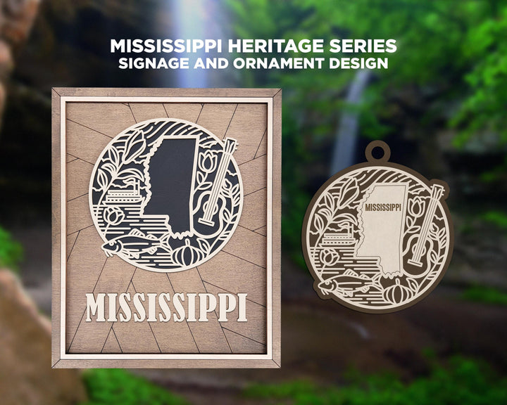 Mississippi State Heritage Series - FramePop Collection - Ornaments and Signage - SVG, PDF, ai File Download - Works with all Lasers