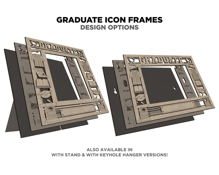 Graduate Icon Frames - Includes Frame Sizes 4x6, 5x7, 8x10 in Landscape and Portrait - Works with all Lasers