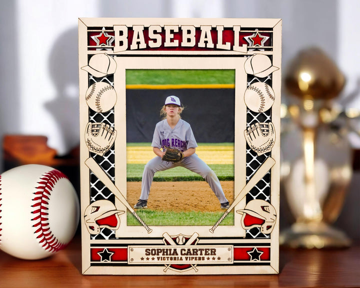 Baseball Icon Frames - Includes Frame Sizes 4x6, 5x7, 8x10 in Landscape and Portrait - Works with all Lasers