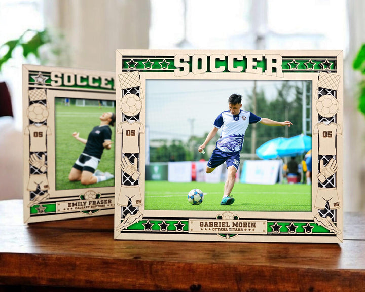 Soccer Icon Frames - Includes Frame Sizes 4x6, 5x7, 8x10 in Landscape and Portrait - Works with all Lasers