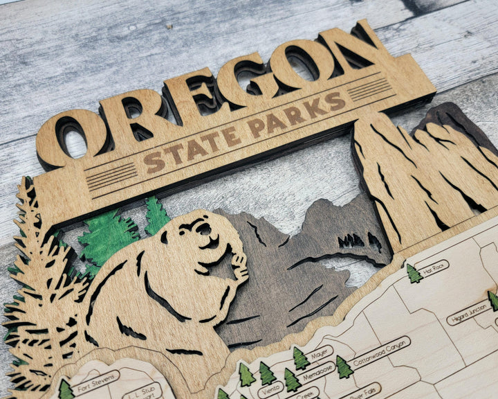 The Oregon State Park Map - Custom and Non Customizable Options - SVG, PDF File Download - Tested in Lightburn and Glowforge