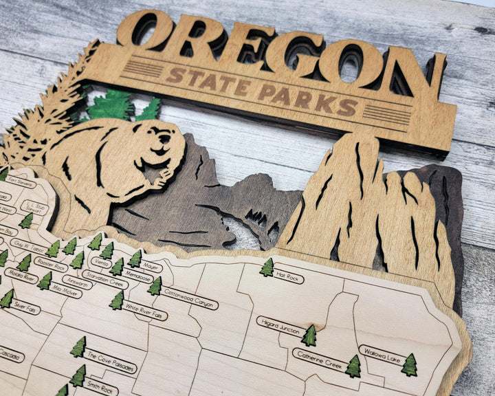 The Oregon State Park Map - Custom and Non Customizable Options - SVG, PDF File Download - Tested in Lightburn and Glowforge