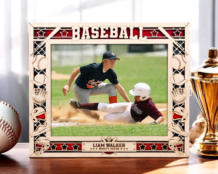 Baseball Icon Frames - Includes Frame Sizes 4x6, 5x7, 8x10 in Landscape and Portrait - Works with all Lasers
