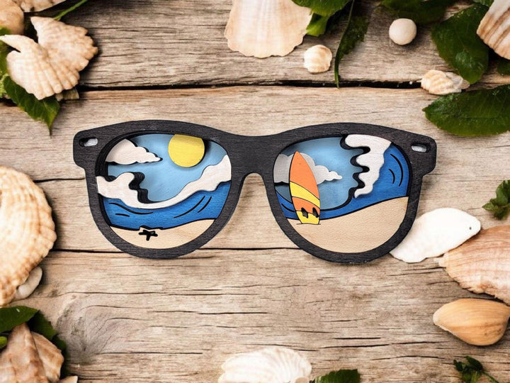 Layered Sunglasses - Ornament and Magnet - SVG, PDF, AI File Download - Works with all Laser Types