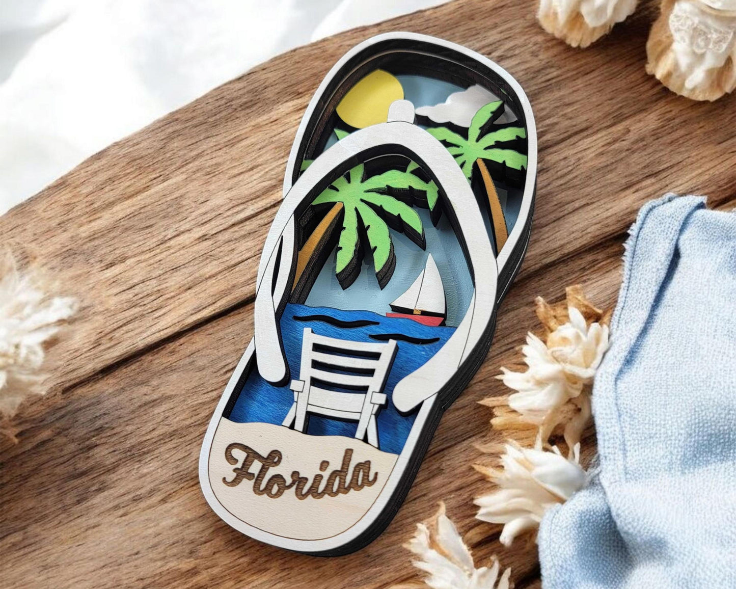 Flip Flop - Ornament and Magnet - SVG, PDF, AI File Download - Works with all Laser Types