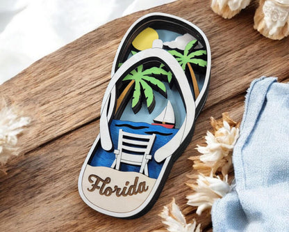 Flip Flop - Ornament and Magnet - SVG, PDF, AI File Download - Works with all Laser Types