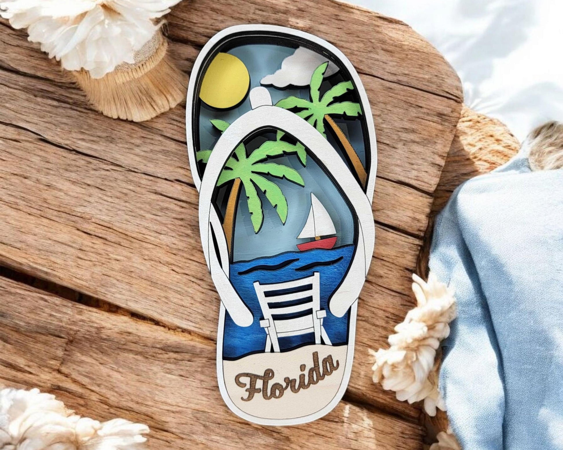 Flip Flop - Ornament and Magnet - SVG, PDF, AI File Download - Works with all Laser Types
