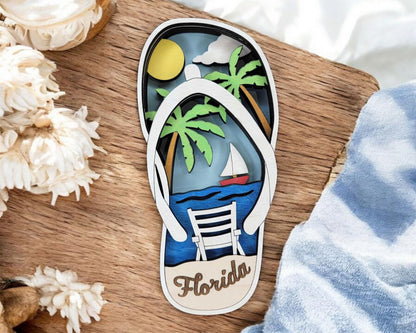 Flip Flop - Ornament and Magnet - SVG, PDF, AI File Download - Works with all Laser Types