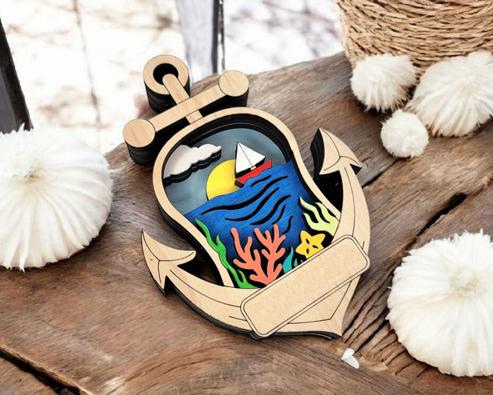 Layered Anchor - Ornament and Magnet - SVG, PDF, AI File Download - Works with all Laser Types