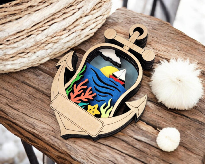 Layered Anchor - Ornament and Magnet - SVG, PDF, AI File Download - Works with all Laser Types
