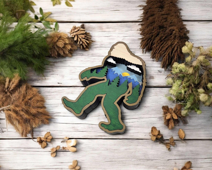 Layered Sasquatch - Ornament and Magnet - SVG, PDF, AI File Download - Works with all Laser Types