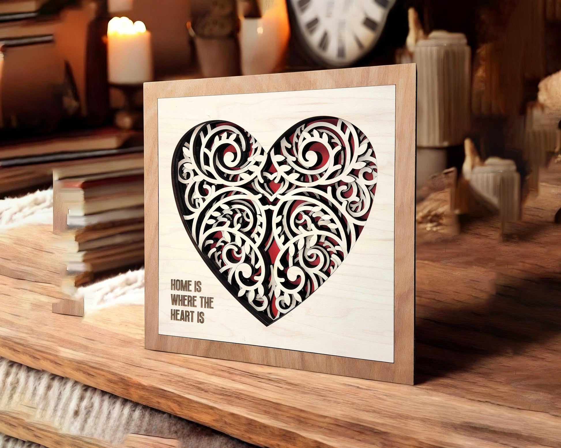 Canadian Maple Filigree - 5 Layer Design with 6 Text Options - SVG, PDF, AI File Download - Works with all Laser Types