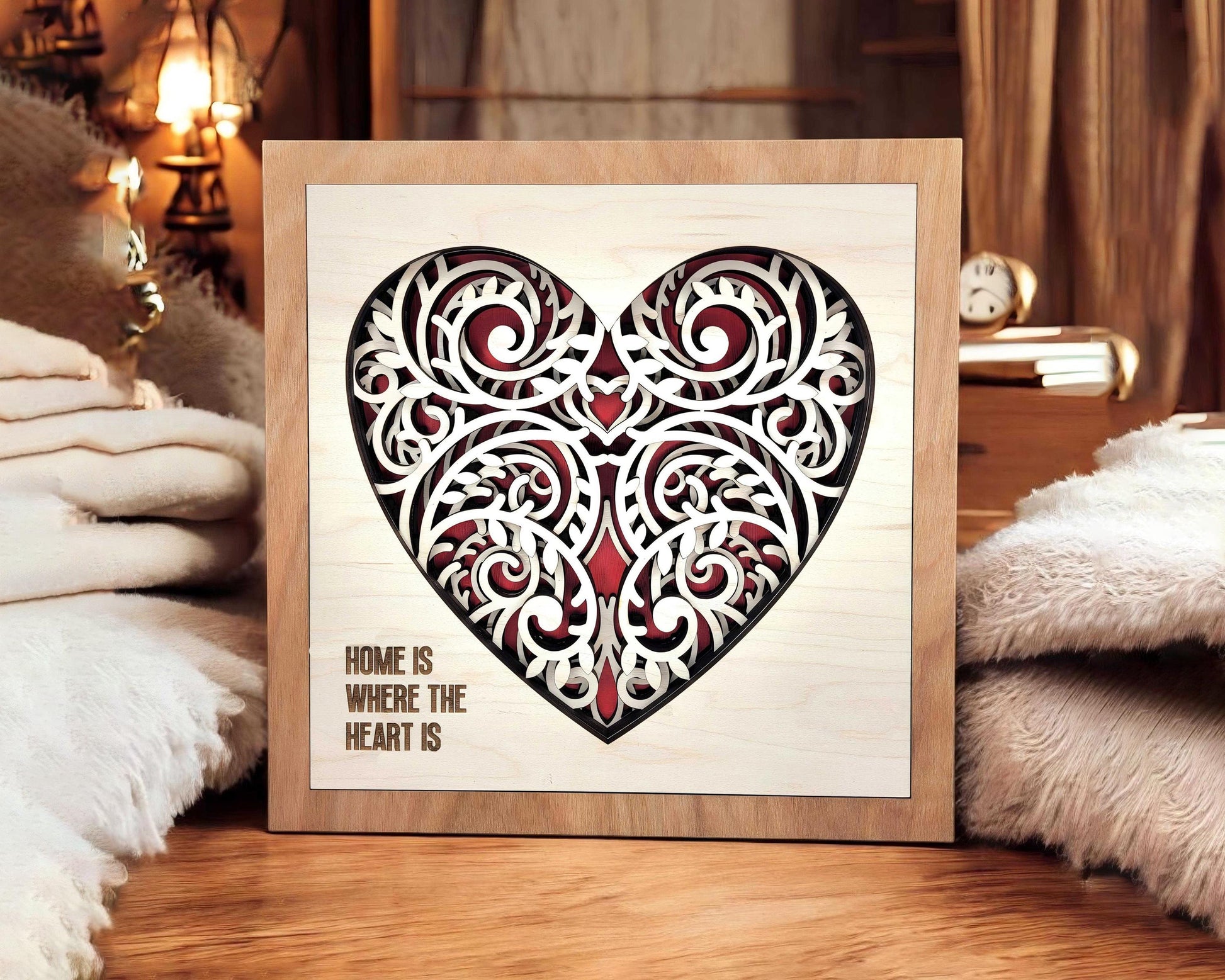 Canadian Maple Filigree - 5 Layer Design with 6 Text Options - SVG, PDF, AI File Download - Works with all Laser Types