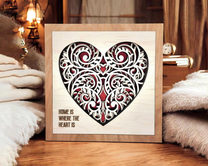 Canadian Maple Filigree - 5 Layer Design with 6 Text Options - SVG, PDF, AI File Download - Works with all Laser Types