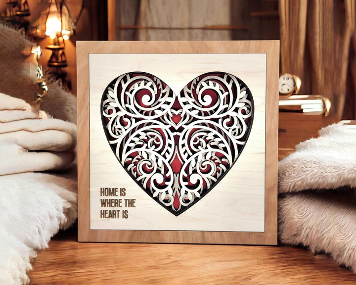 Canadian Maple Filigree - 5 Layer Design with 6 Text Options - SVG, PDF, AI File Download - Works with all Laser Types