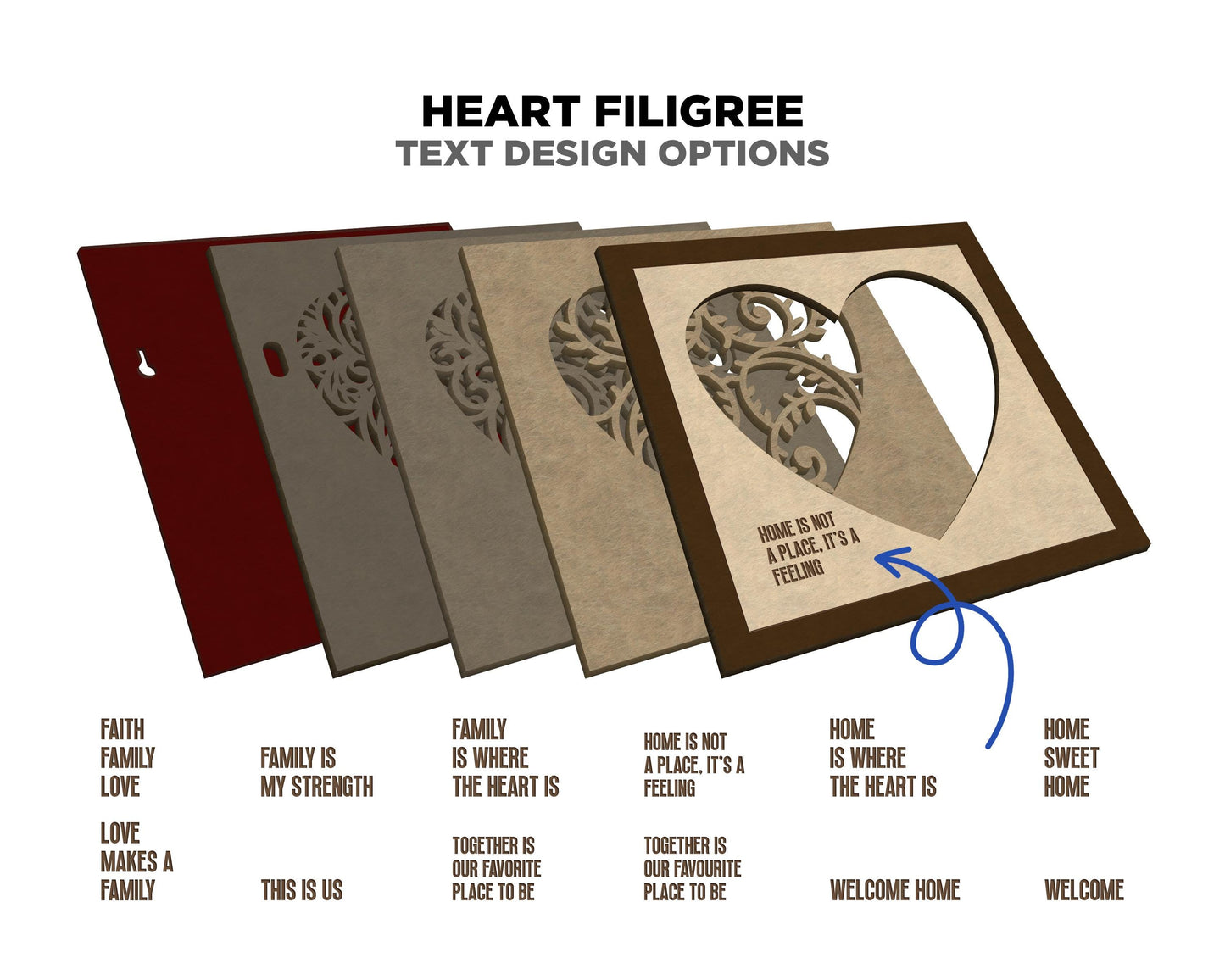 Canadian Maple Filigree - 5 Layer Design with 6 Text Options - SVG, PDF, AI File Download - Works with all Laser Types