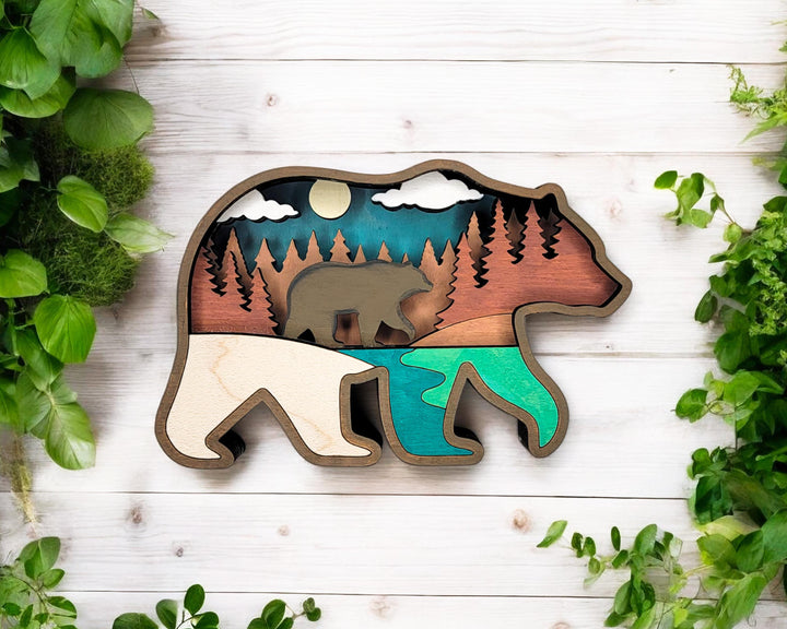 Layered Bear - Ornament and Magnet - SVG, PDF, AI File Download - Works with all Laser Types