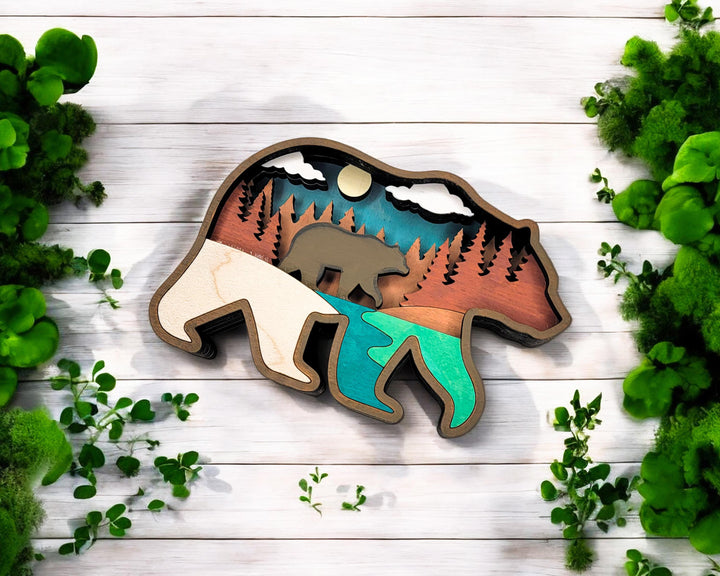 Layered Bear - Ornament and Magnet - SVG, PDF, AI File Download - Works with all Laser Types