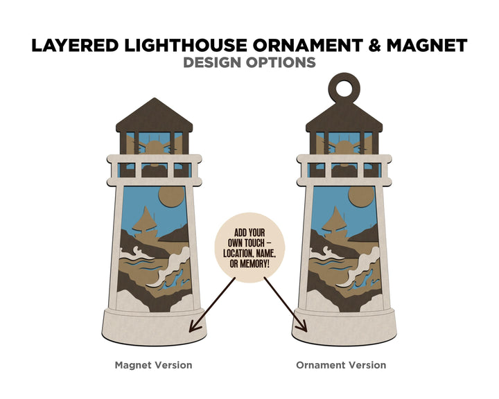 Light House - Ornament and Magnet - SVG, PDF, AI File Download - Works with all Laser Types
