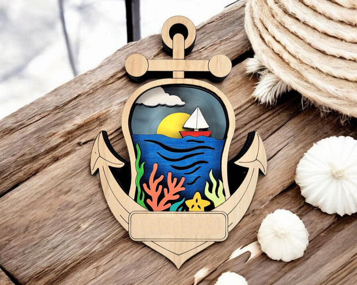 Layered Anchor - Ornament and Magnet - SVG, PDF, AI File Download - Works with all Laser Types