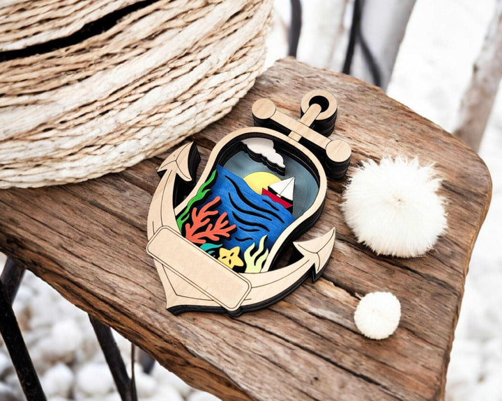 Layered Nautical Bundle - Ornaments and Magnets - SVG, PDF, AI File Download - Works with all Laser Types