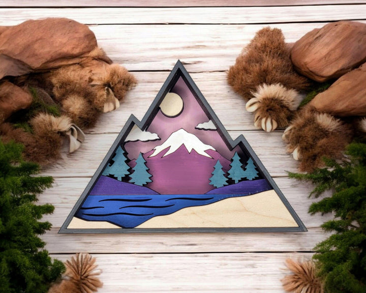 Layered Mountain - Ornament and Magnet - SVG, PDF, AI File Download - Works with all Laser Types