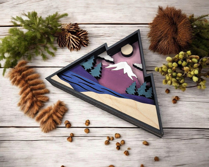 Layered Mountain - Ornament and Magnet - SVG, PDF, AI File Download - Works with all Laser Types