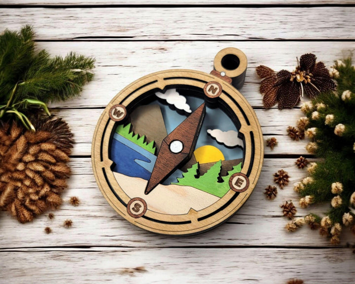 Layered Compass - Ornament and Magnet - SVG, PDF, AI File Download - Works with all Laser Types