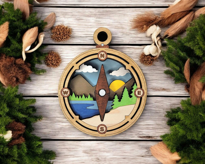 Layered Compass - Ornament and Magnet - SVG, PDF, AI File Download - Works with all Laser Types
