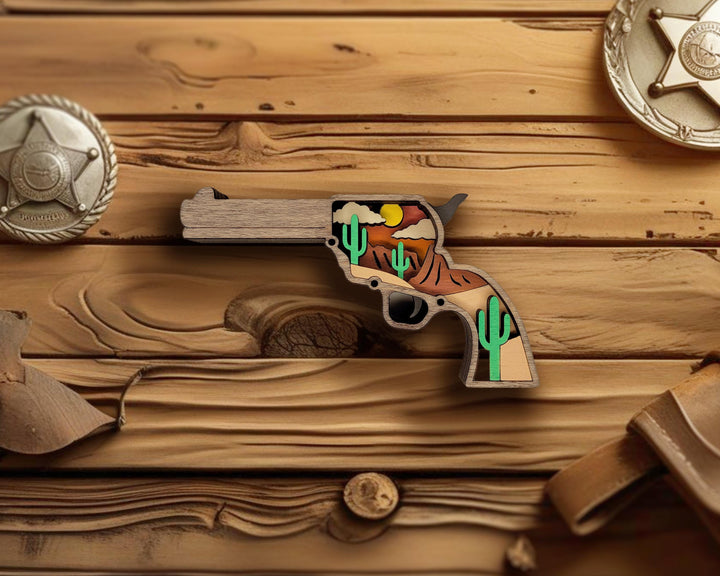 Layered Revolver - Ornament and Magnet - SVG, PDF, AI File Download - Works with all Laser Types