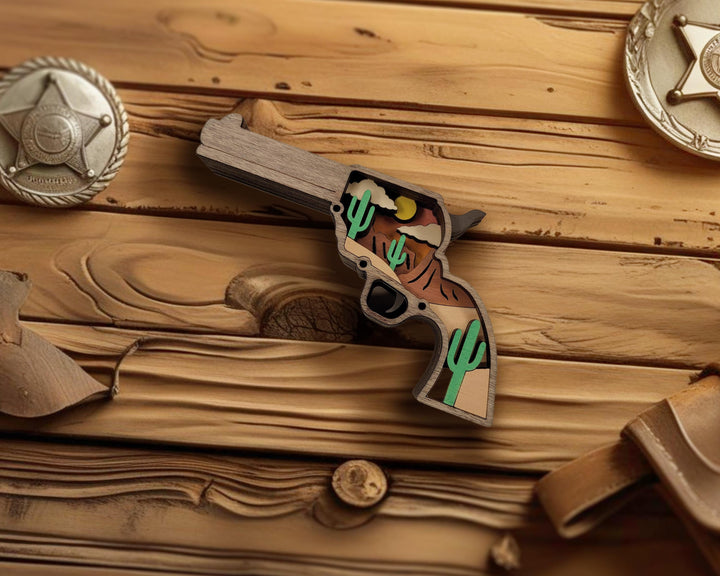 Layered Revolver - Ornament and Magnet - SVG, PDF, AI File Download - Works with all Laser Types