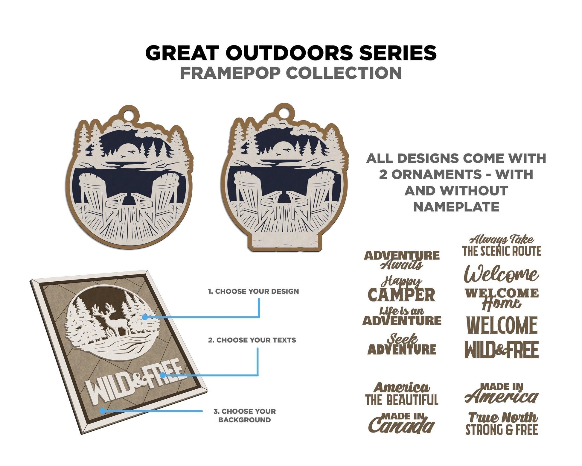 The Great Outdoor Series - FramePop Collection - Ornaments and Signage - SVG, PDF, ai File Download - Works with all Lasers