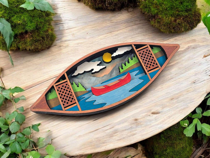 Layered Canoe - Ornament and Magnet - SVG, PDF, AI File Download - Works with all Laser Types