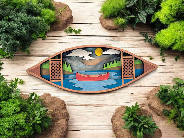 Layered Canoe - Ornament and Magnet - SVG, PDF, AI File Download - Works with all Laser Types