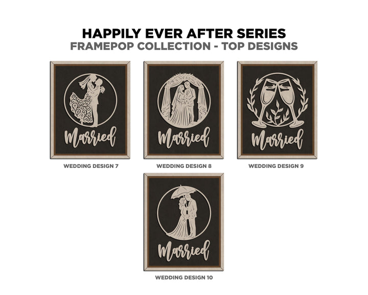 Happily Ever After Series - FramePop Collection - Ornaments and Signage - SVG, PDF, ai File Download - Works with all Lasers