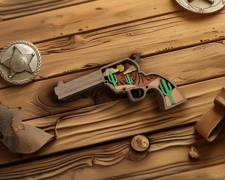 Layered Revolver - Ornament and Magnet - SVG, PDF, AI File Download - Works with all Laser Types